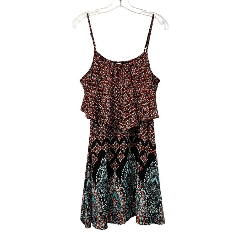 Xhilaration Womens Sleeveless Ruffle Top A-Line Dress Elastic Waist Large